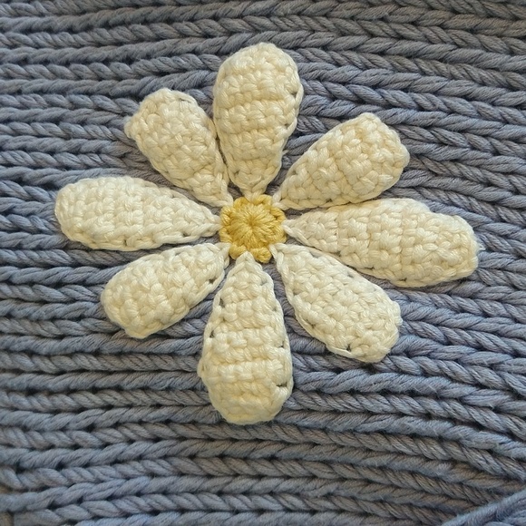 Periwinkle 3D Daisy 100% Cotton Knit Cardigan Sweater - Picture 7 of 16